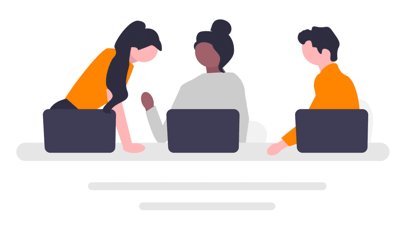 Graphic depicting a group meeting